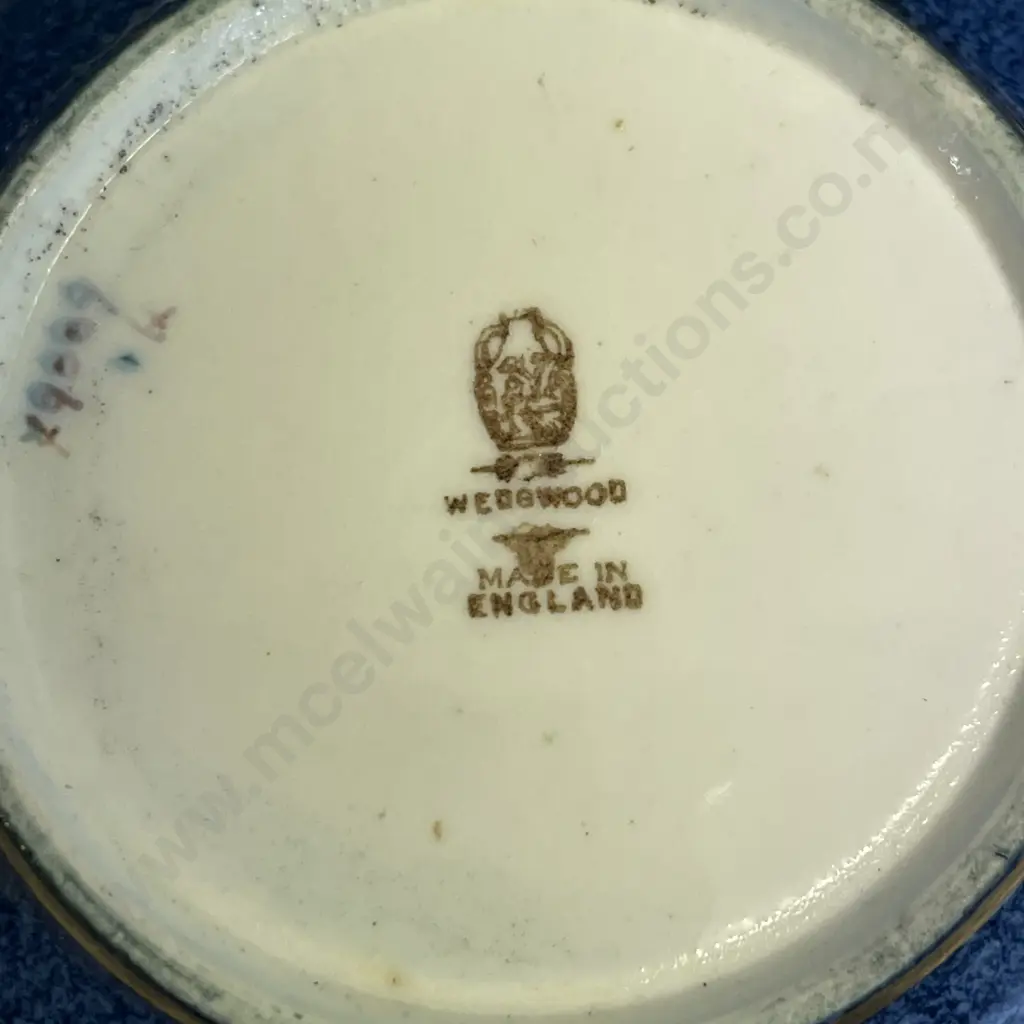 Stunning Vintage Wedgwood Teaware - Mottled blue ground with gilded border. Cake plate, 4 trios, milk and sugar Image 1++