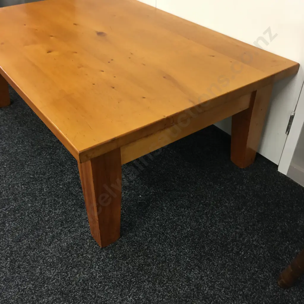 Recycled Rimu Coffee Table Ex Christchurch Earthquake, Single Drawer, H44 W120 D80cm Image 1++