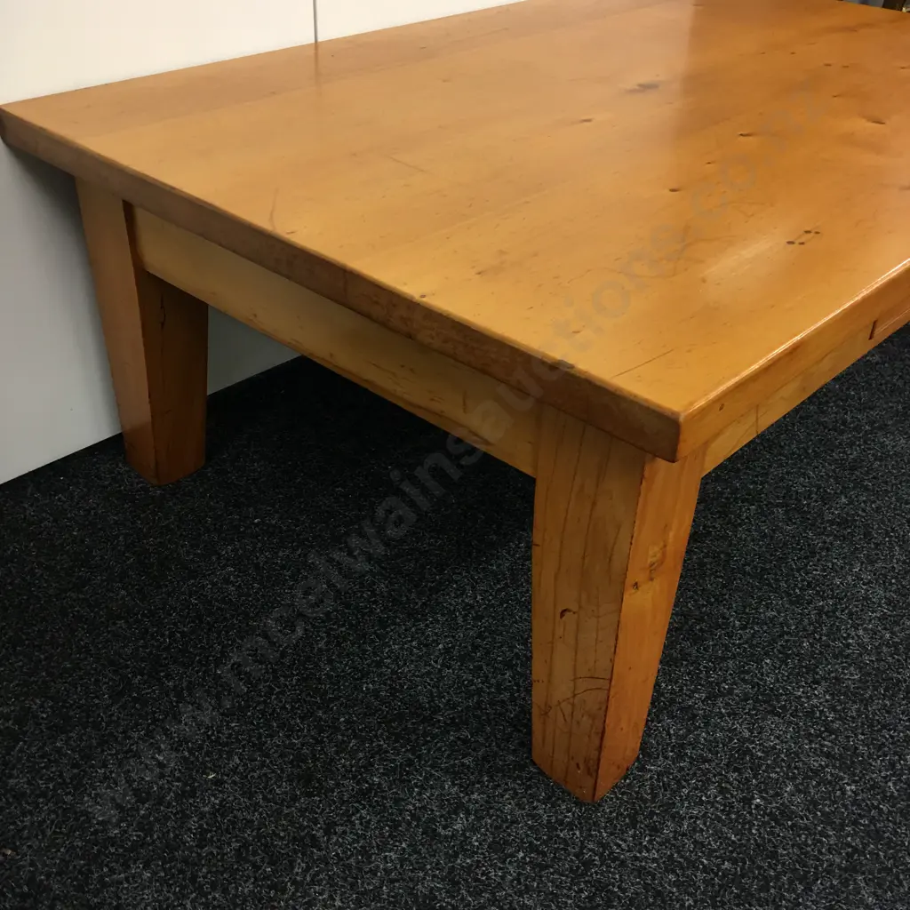 Recycled Rimu Coffee Table Ex Christchurch Earthquake, Single Drawer, H44 W120 D80cm Image 1++