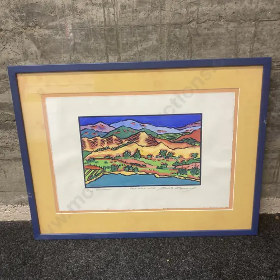 Large Limited Edition 16/50 Hand-coloured Artwork 'From Mapua Wharf' by Nicola Mannering, Glazed Frame, 58 x 76cm