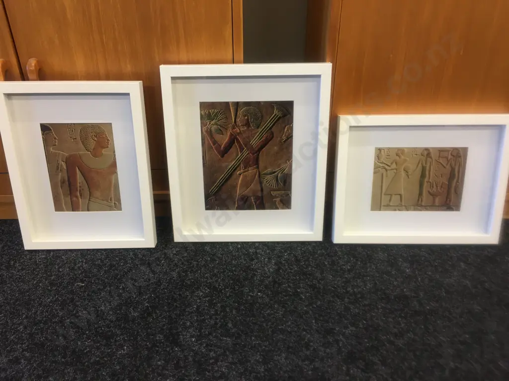 Three Egyptian Themed Artworks White Framed Image 1++