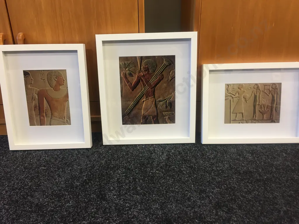 Three Egyptian Themed Artworks White Framed Image 1++