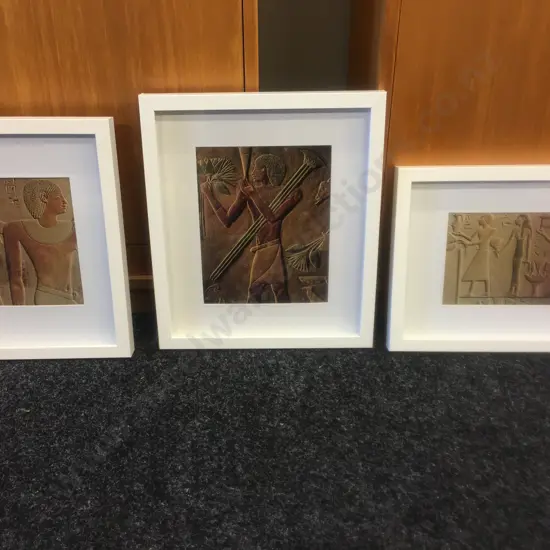 Three Egyptian Themed Artworks White Framed