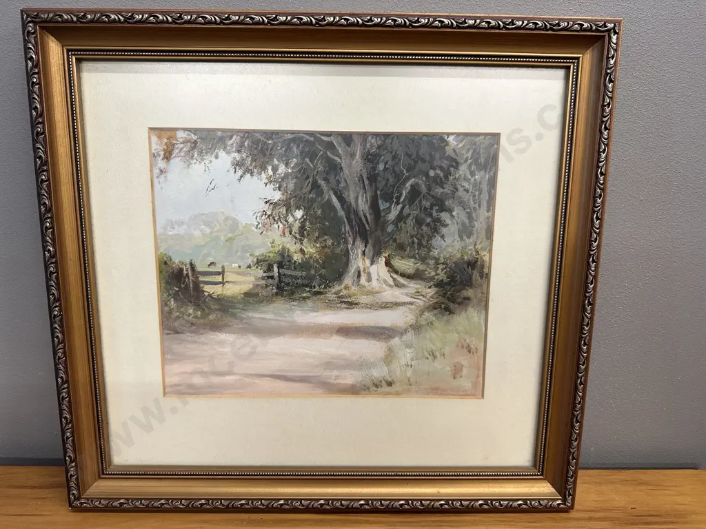 Gilt Framed Artwork Signed Landscape Scene 37 x 40cm. Image 1++