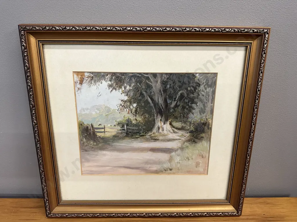Gilt Framed Artwork Signed Landscape Scene 37 x 40cm. Image 1++