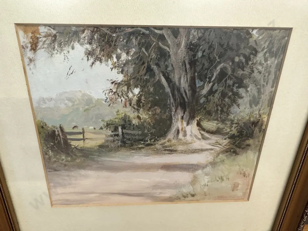 Gilt Framed Artwork Signed Landscape Scene 37 x 40cm. Image 1++