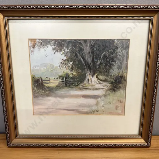 Gilt Framed Artwork Signed Landscape Scene 37 x 40cm.