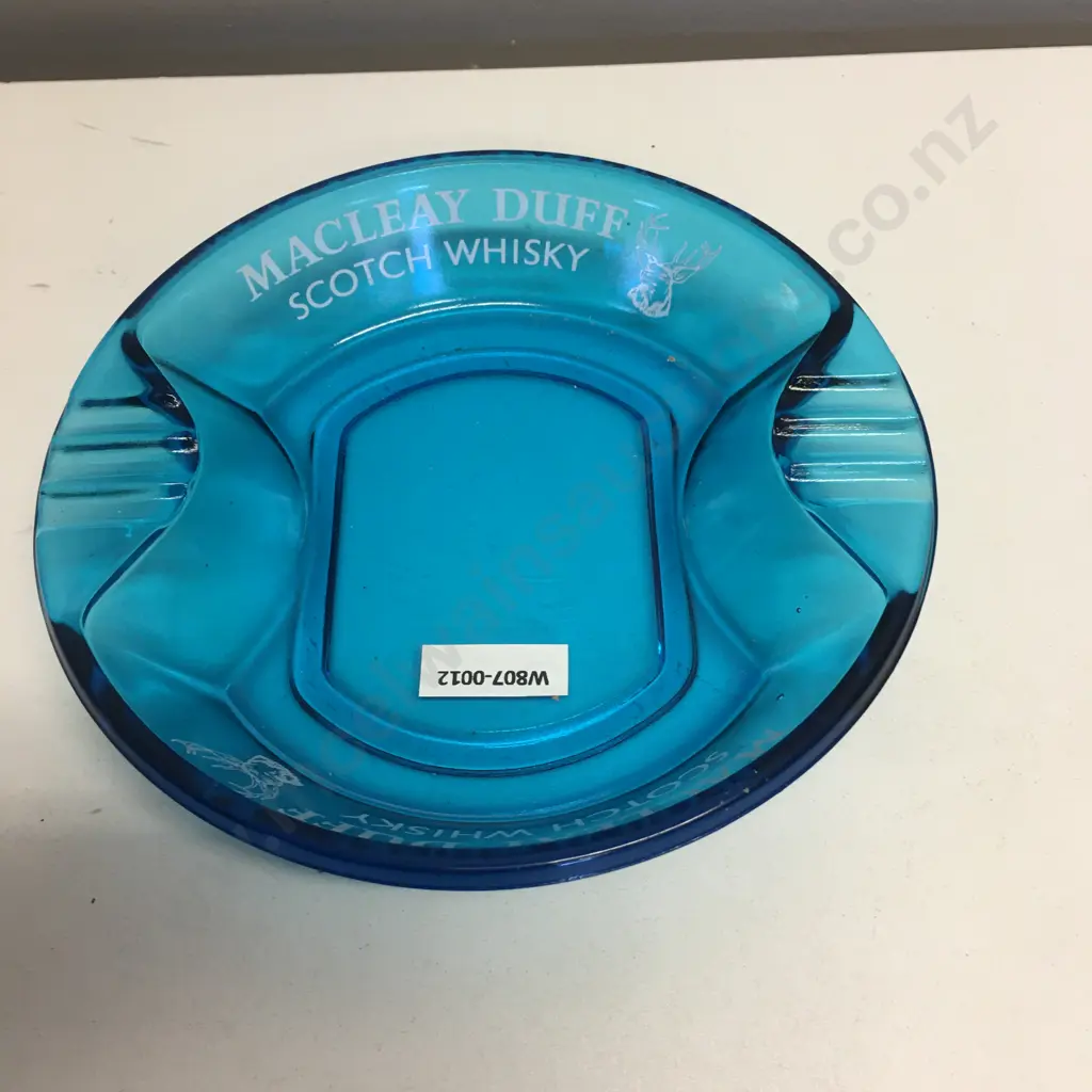 Vintage Rare Collectable MacLeay Duff Scotch Whiskey Pressed Blue Glass Ashtray Dia18cm Image 1++