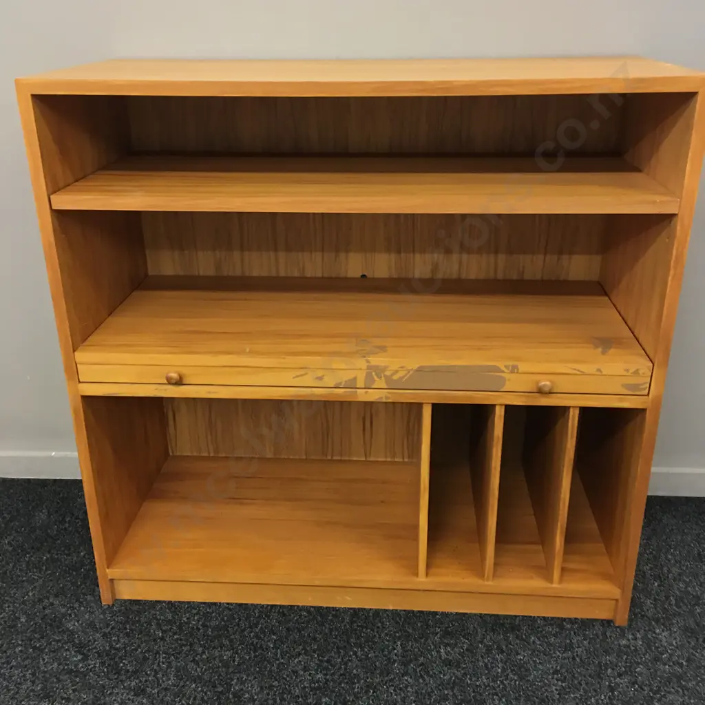Danske Mobler Rimu Effect Shelf Unit / Bookcase With LP Storage, H87 W89 D38cm Image 1++