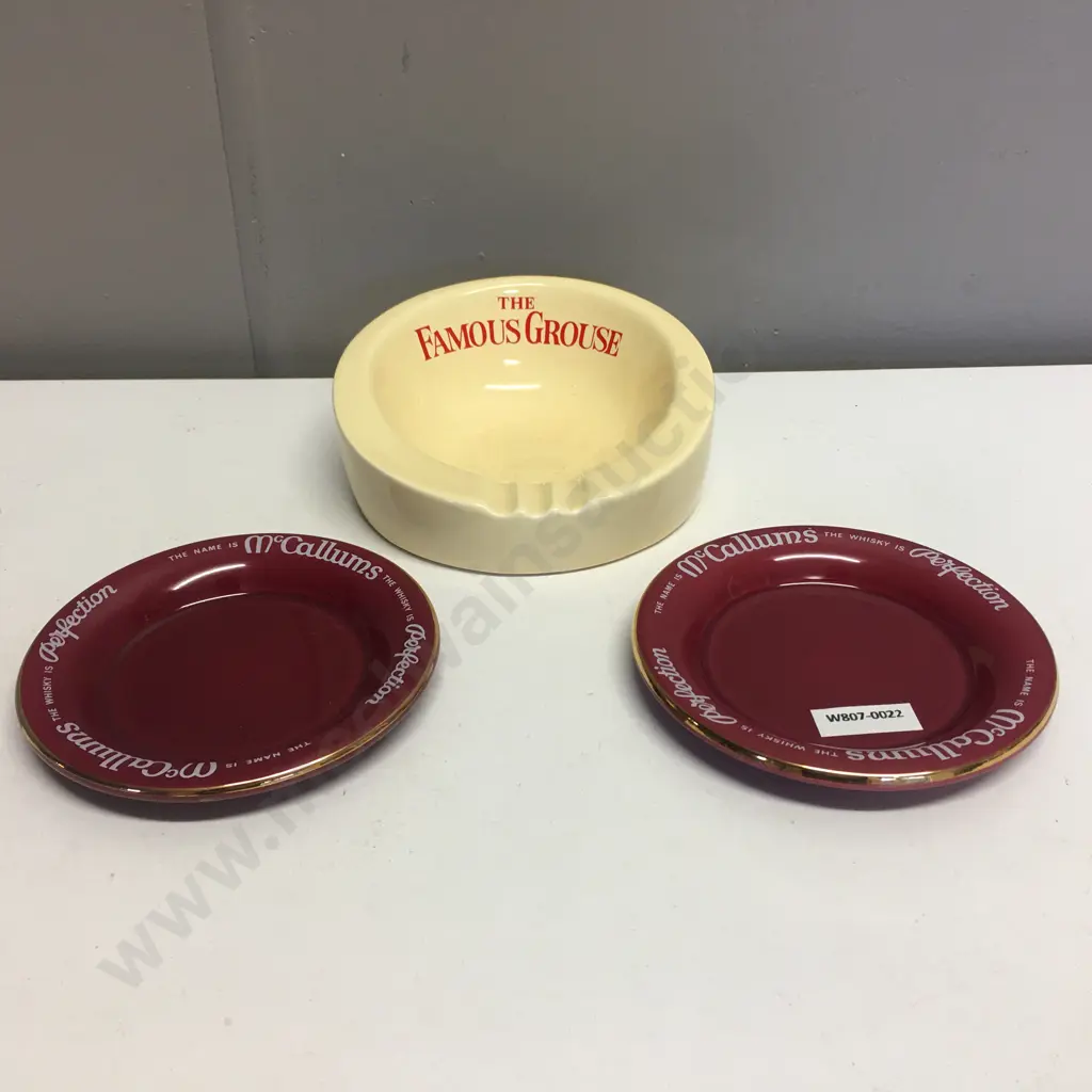 Pair of Royal Norfolk McCallums Whisky Dishes, Dia 13cm & The Famous Grouse Ashtray, Wade Image 1++