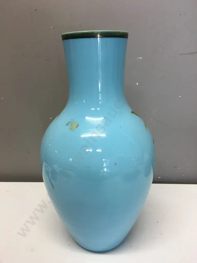 Oriental Themed Vase, Blue With Relief Detail, H31cm Image 1++