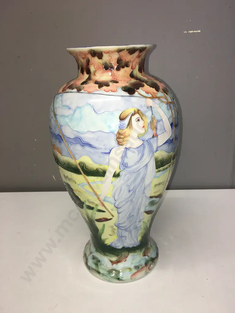 Vase, Relief Detail Girl With Fish, H37cm Image 1++
