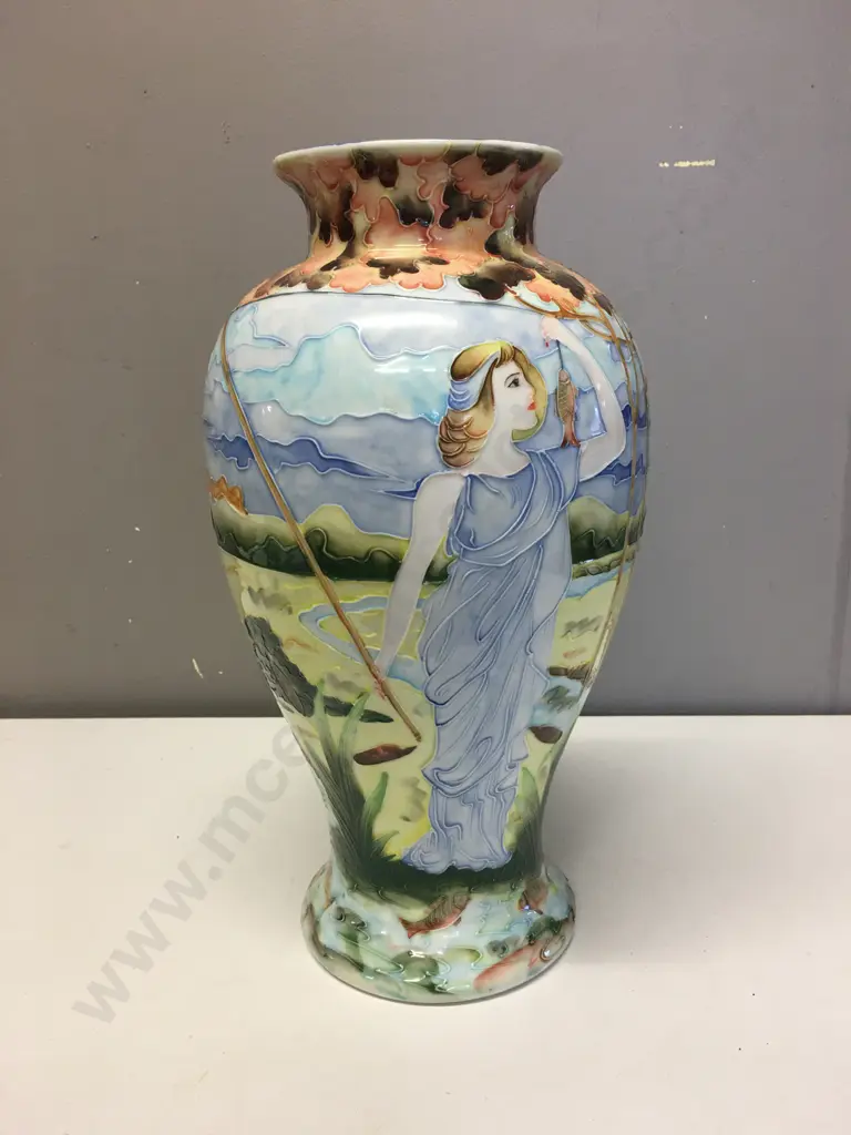 Vase, Relief Detail Girl With Fish, H37cm Image 1++