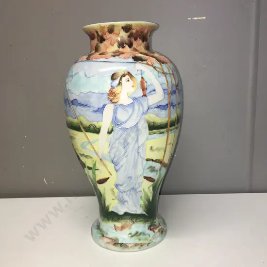 Vase, Relief Detail Girl With Fish, H37cm