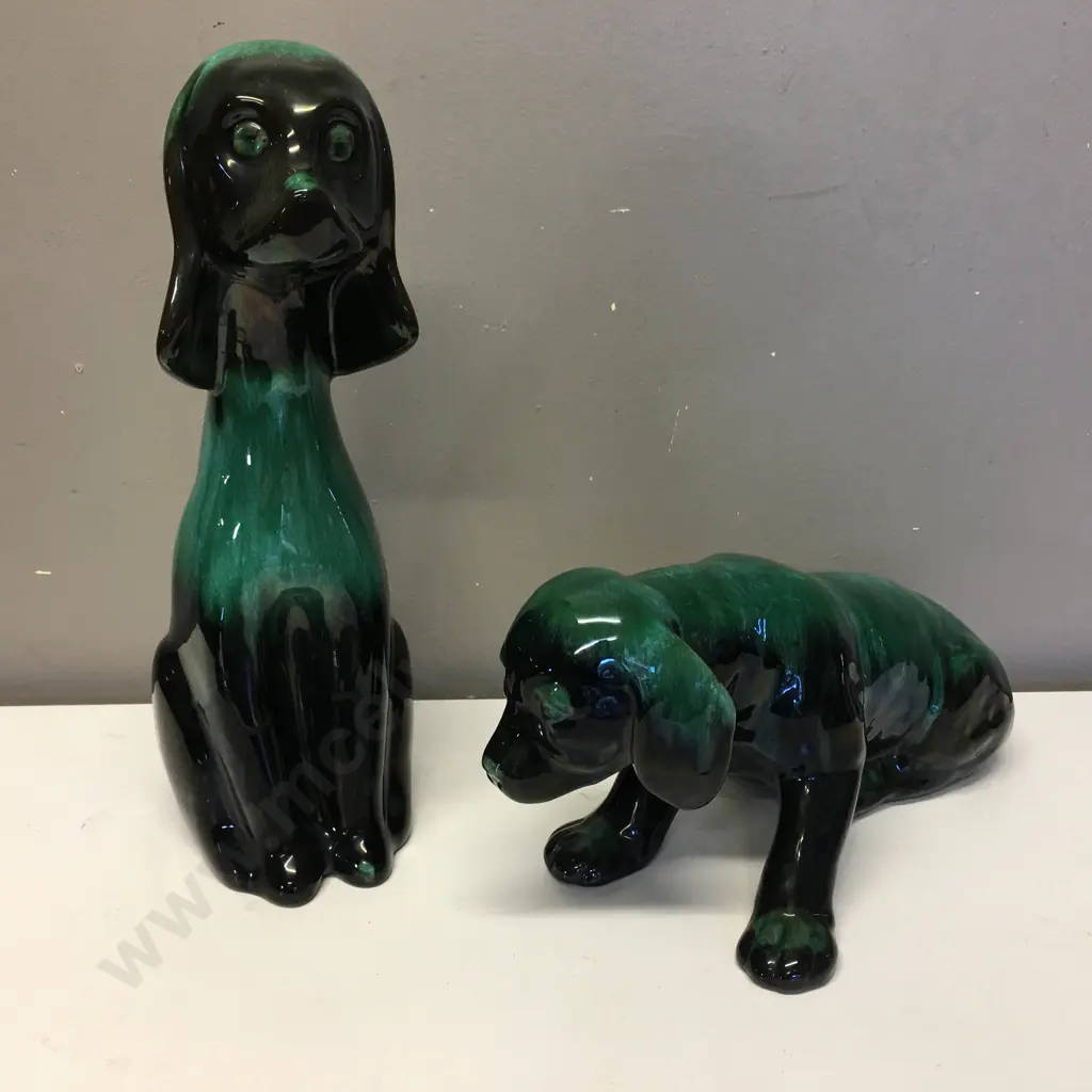 Pair Of Blue Mountain Pottery Dogs 1x af Image 1++
