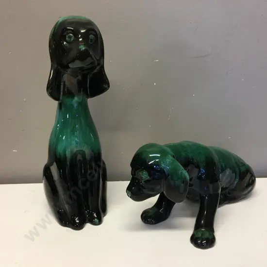Pair Of Blue Mountain Pottery Dogs 1x af