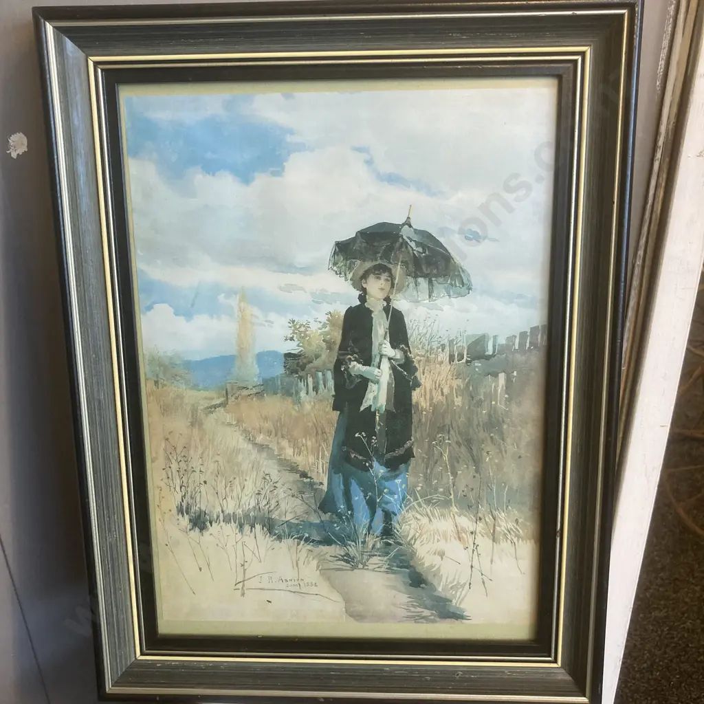 Julian Ashton 'A Solitary Ramble 1888' Print in Glazed Frame, 41 x 32cm Image 1++