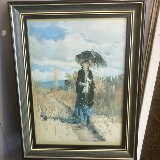 Julian Ashton 'A Solitary Ramble 1888' Print in Glazed Frame, 41 x 32cm