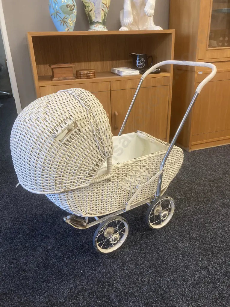 Vintage Cane Dolls Pram Image 1++