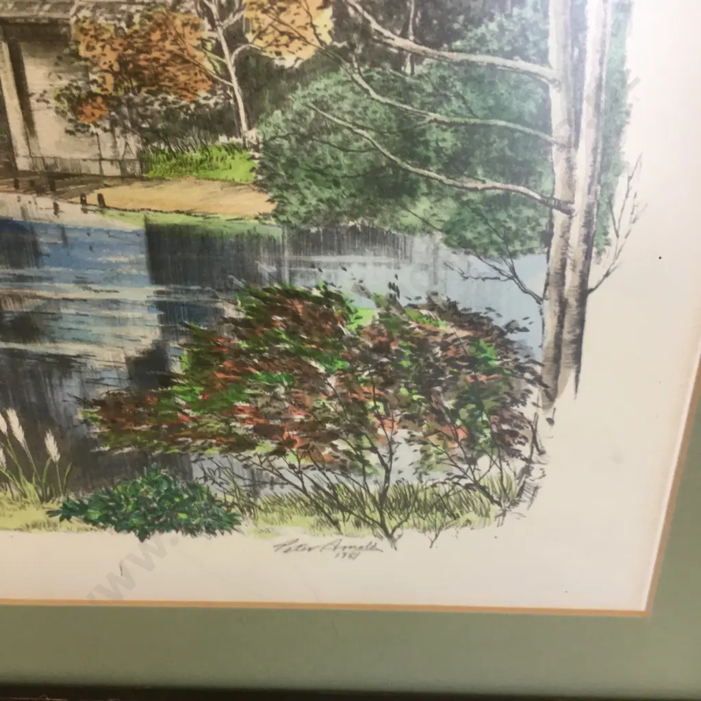 Peter Arnold Print of "The Fairfield Bridge" 1981, Hand Coloured, 44 x 54cm Image 1++