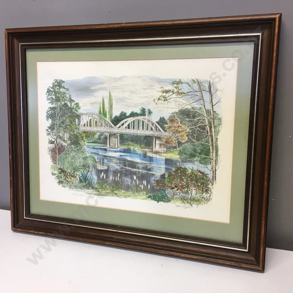 Peter Arnold Print of "The Fairfield Bridge" 1981, Hand Coloured, 44 x 54cm Image 1++