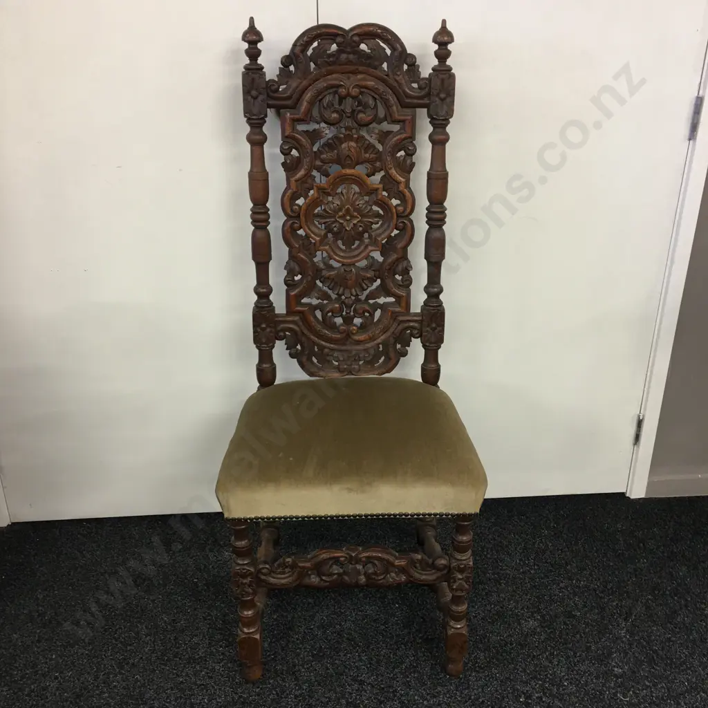 Antique Oak Carved Highback Dining Chair Image 1++