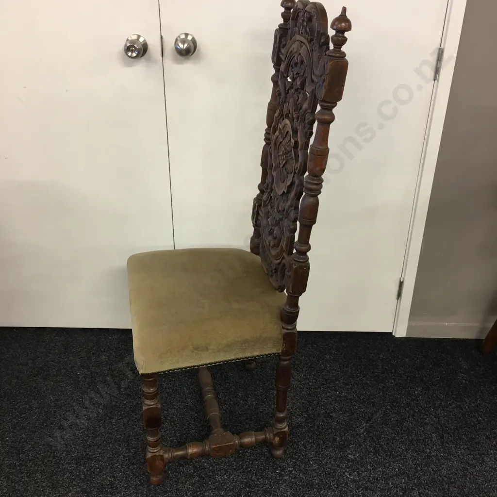 Antique Oak Carved Highback Dining Chair Image 1++