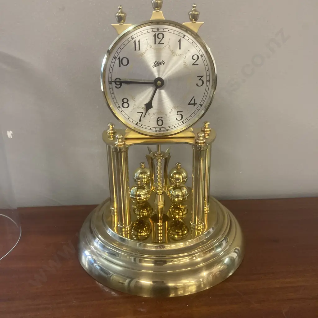 Mid Century West German Schatz "Royal" Electronic 400 Day Clock With Glass Dome & Original Instructions, H30cm Image 1++