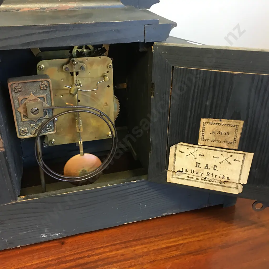 German HAC Of Wurttemberg 14-Day Faux Slate Mantle Clock - No 3159, Vintage 19th Century Striking Mantle Clock Image 1++
