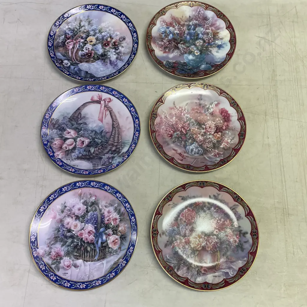 Six Limited Edition Len Lui Decorative Floral Plates. Dia21cm Image 1++