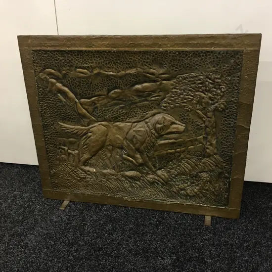 Beaten Copper Firescreen With Repousse Dog, 56 x 67cm