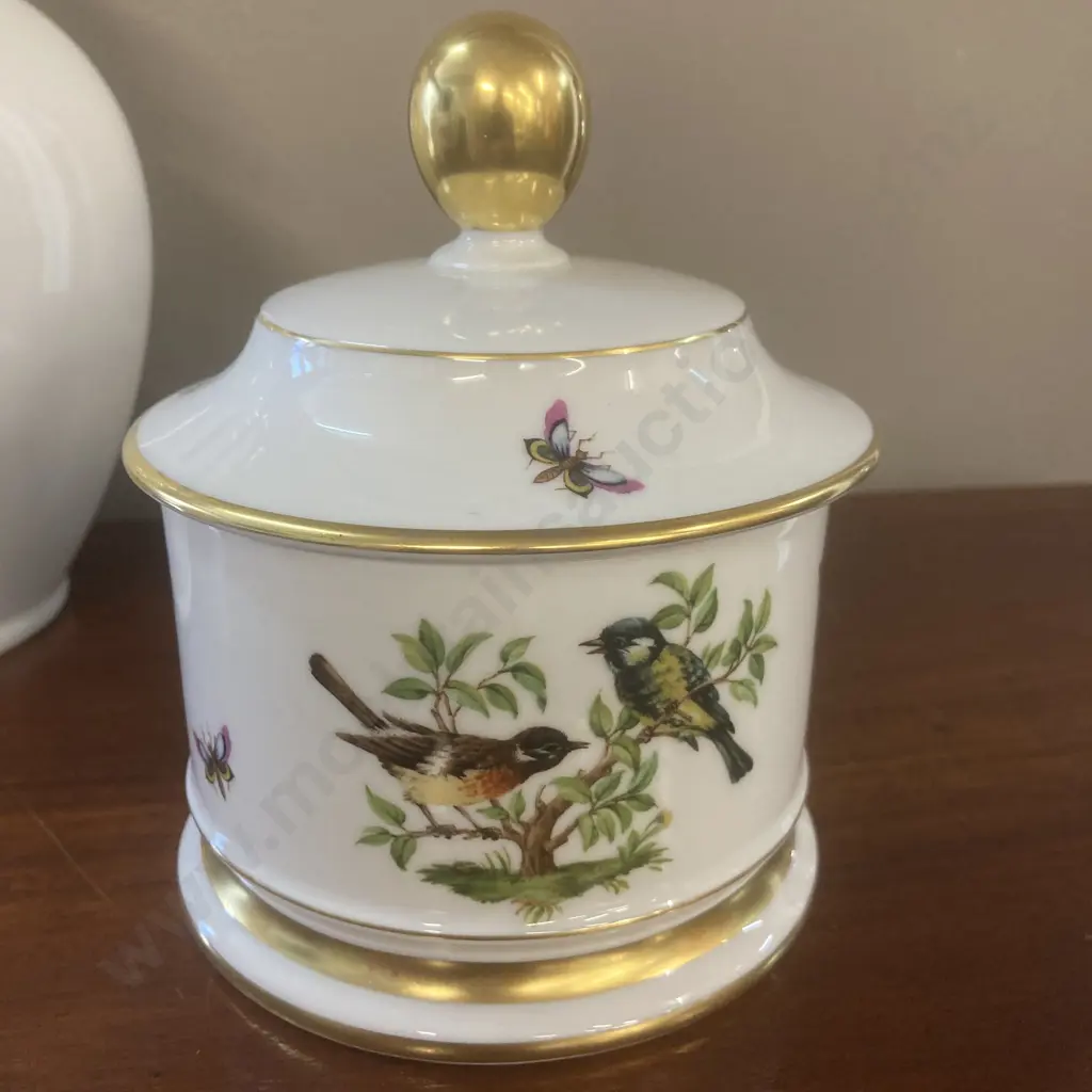 Kaiser West Germany Tiergarten Porcelain Bird Lidded Ginger Jar & 2 Lidded Containers Image 1++