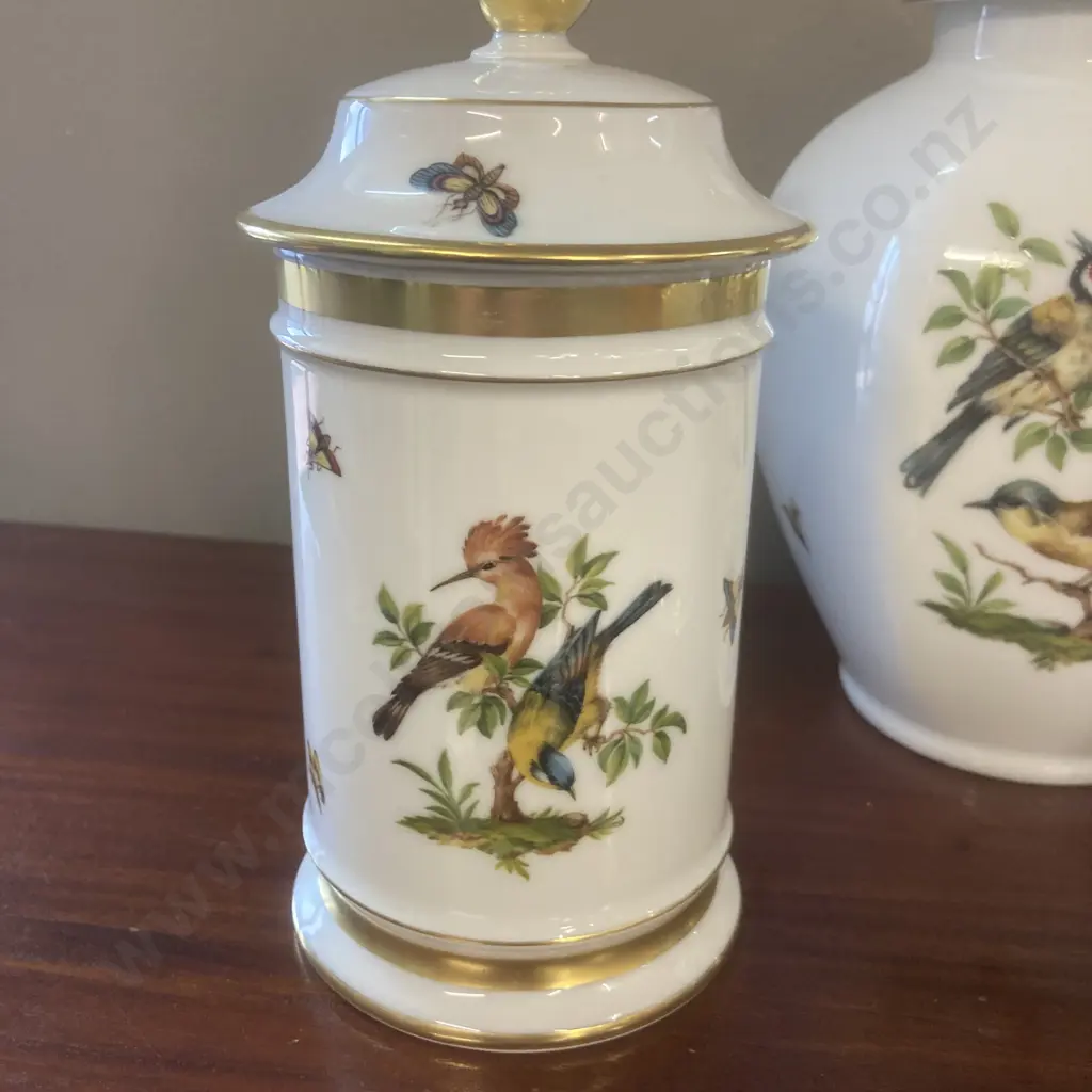 Kaiser West Germany Tiergarten Porcelain Bird Lidded Ginger Jar & 2 Lidded Containers Image 1++