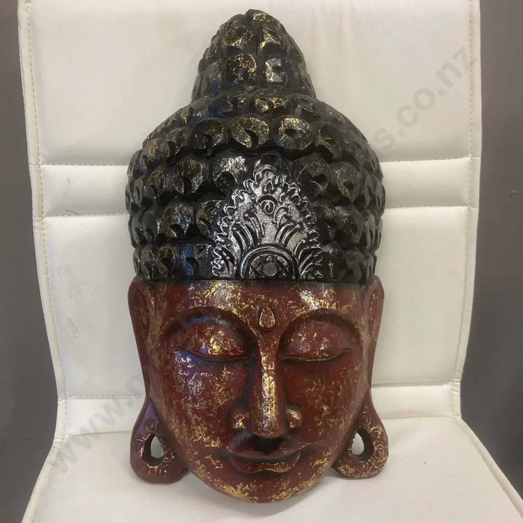 Wooden Buddha Wall Art, 40 x 22cm Image 1++