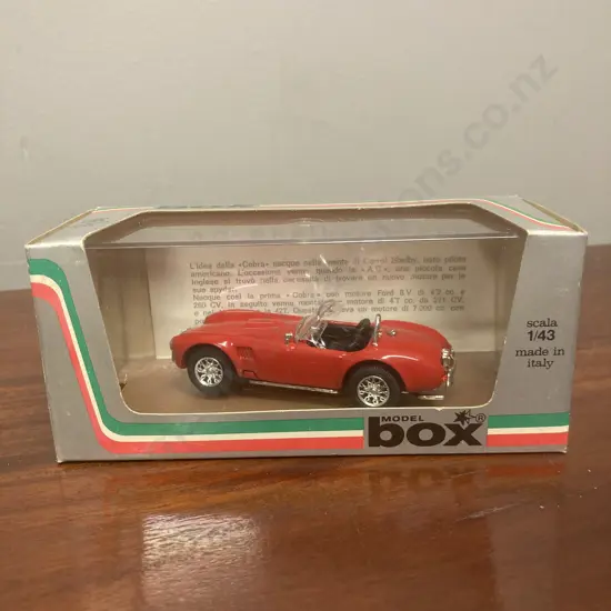 AC Shelby Cobra Red 1:43 Die Cast Model Car 8410, Box Model Made in Italy Mint