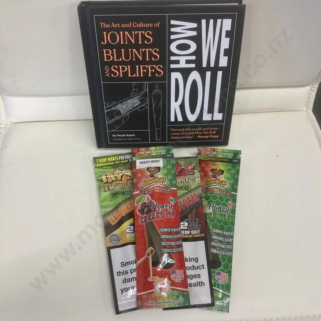 How We Roll The Art and Culture of Joints, Blunts, and Spliffs by Noah Rubin, & 4 Packs of Hemp Wraps Image 1++