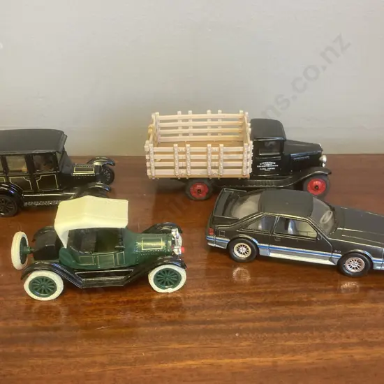 Ertl 1:43 Diecast 1930 Chevy Stake Truck, Blueprint Replicas 88 Ford Mustang GT, 1923 Ford Fordor & Chevrolet Royal Mail