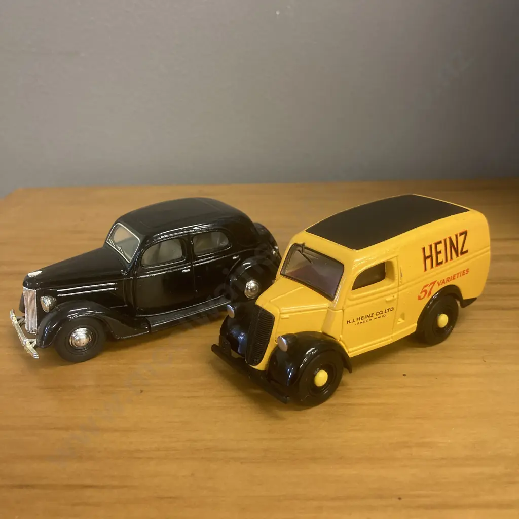 Matchbox Dinky 1:43 1950 Ford E83W Van - Heinz DY4 Yellow & 1950 Ford V8 Pilot DY5 Black Image 1++