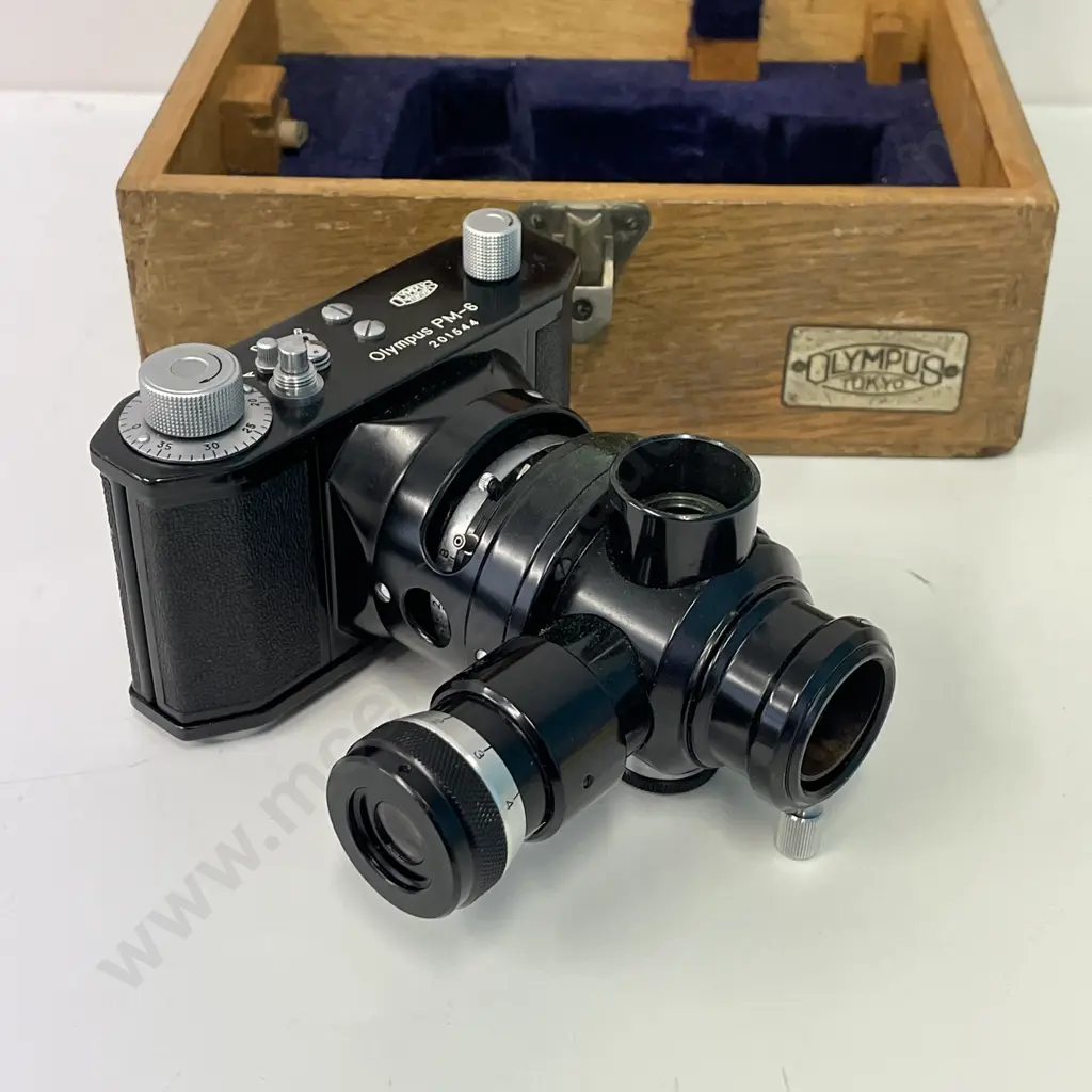 Vintage Olympus PM-6 Camera. No. 201544. In Original Wooden Box Image 1++