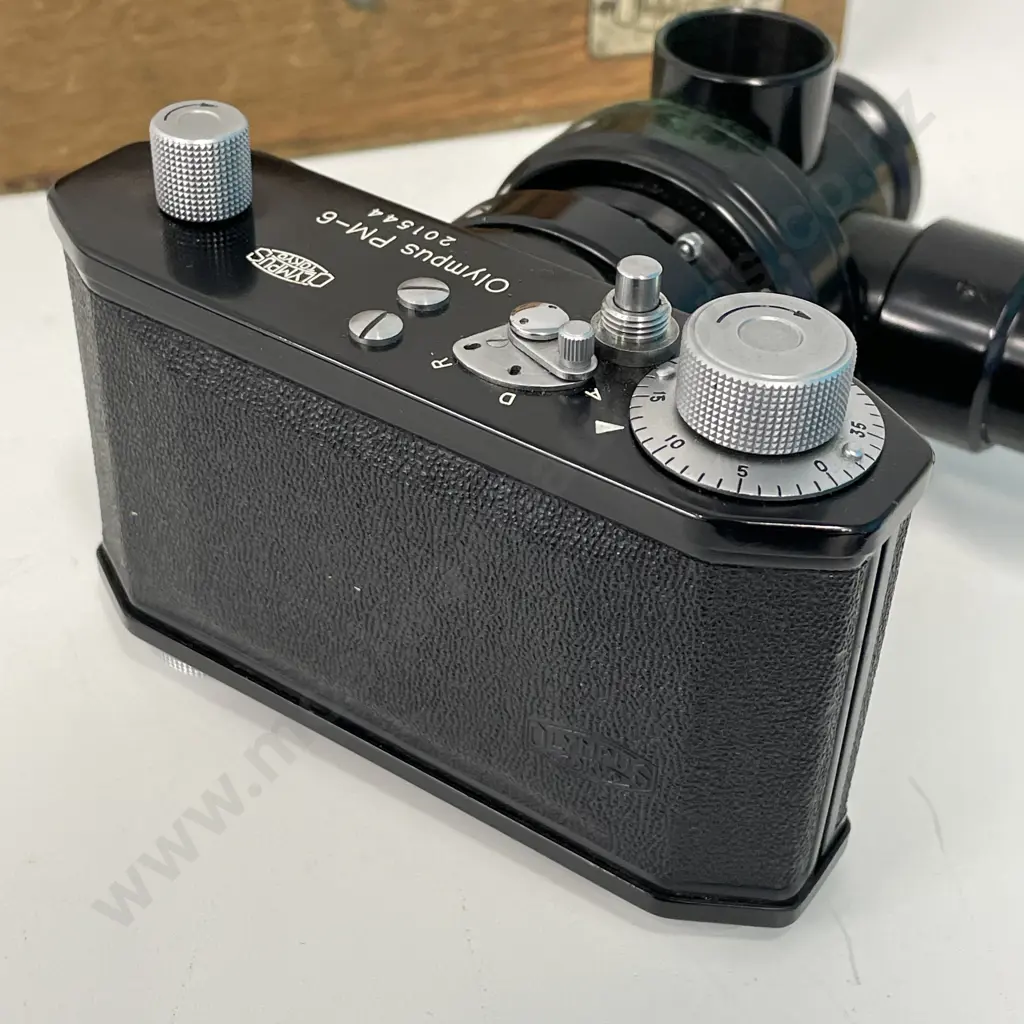 Vintage Olympus PM-6 Camera. No. 201544. In Original Wooden Box Image 1++