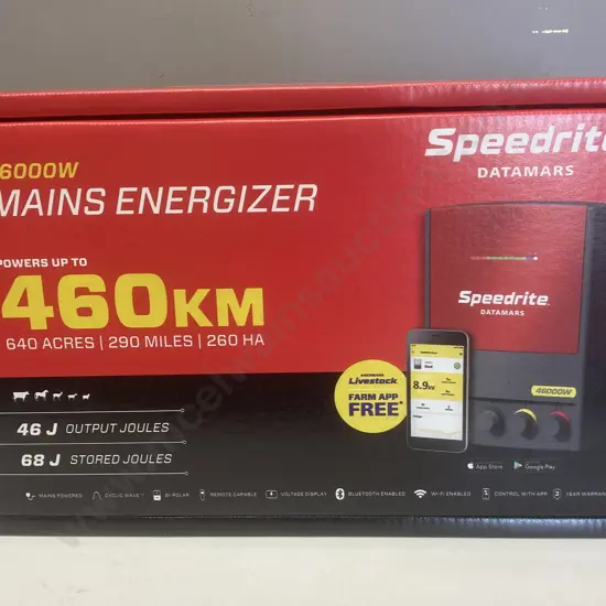 New Speedrite Datamars 46000W Mains Energizer, Max Output Energy 46J & Stores 68J of Energy Bluetooth and WI-FI Enabled.