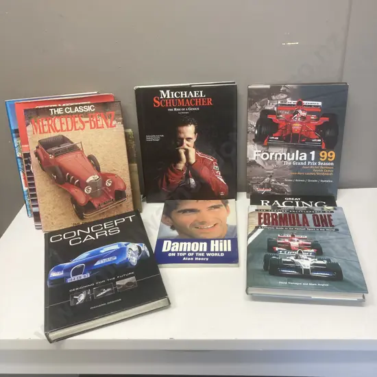 Lot of Car Books, Formula 1, Damon Hill, Schumacher, Concept Cars Etc
