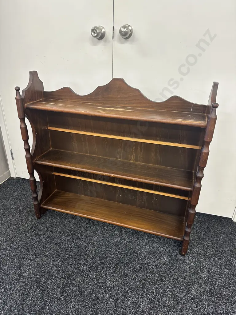 Vintage Stained Pine Bookshelf Three Tier (af to top) H86,W91,D23cm. Image 1++