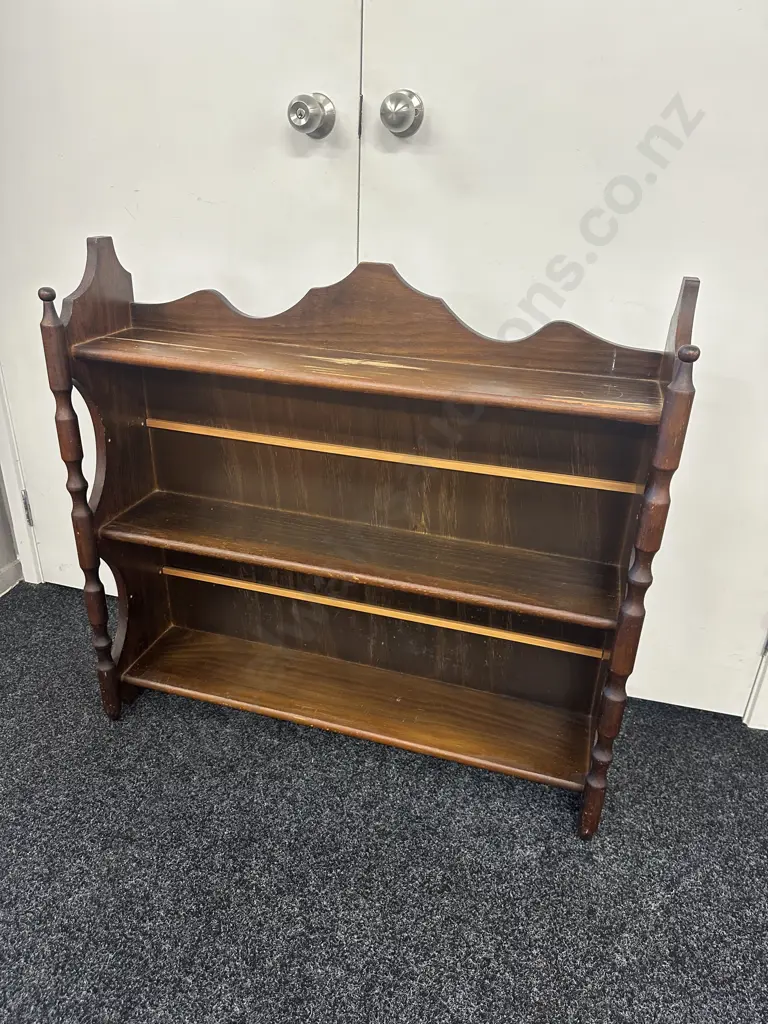 Vintage Stained Pine Bookshelf Three Tier (af to top) H86,W91,D23cm. Image 1++