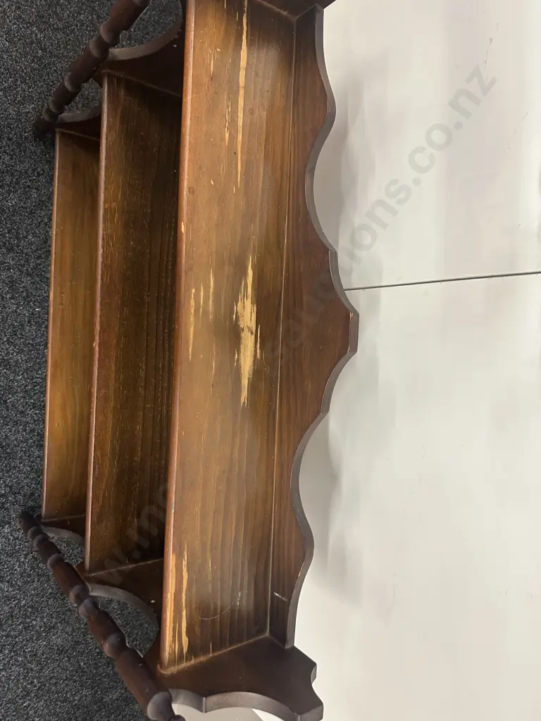 Vintage Stained Pine Bookshelf Three Tier (af to top) H86,W91,D23cm. Image 1++