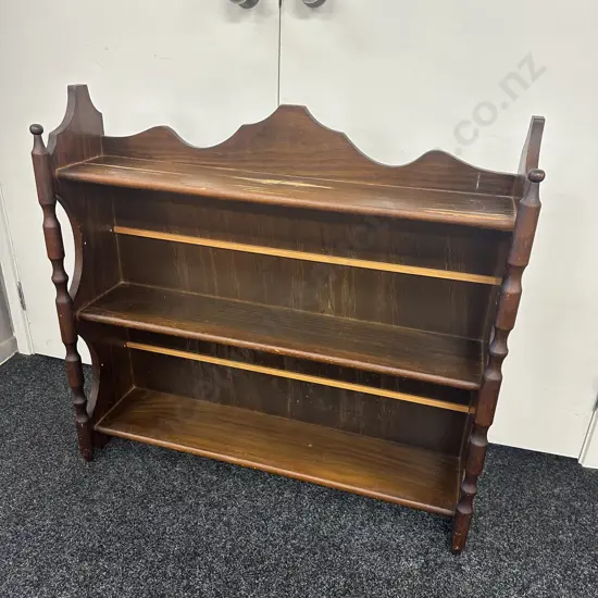 Vintage Stained Pine Bookshelf Three Tier (af to top) H86,W91,D23cm.