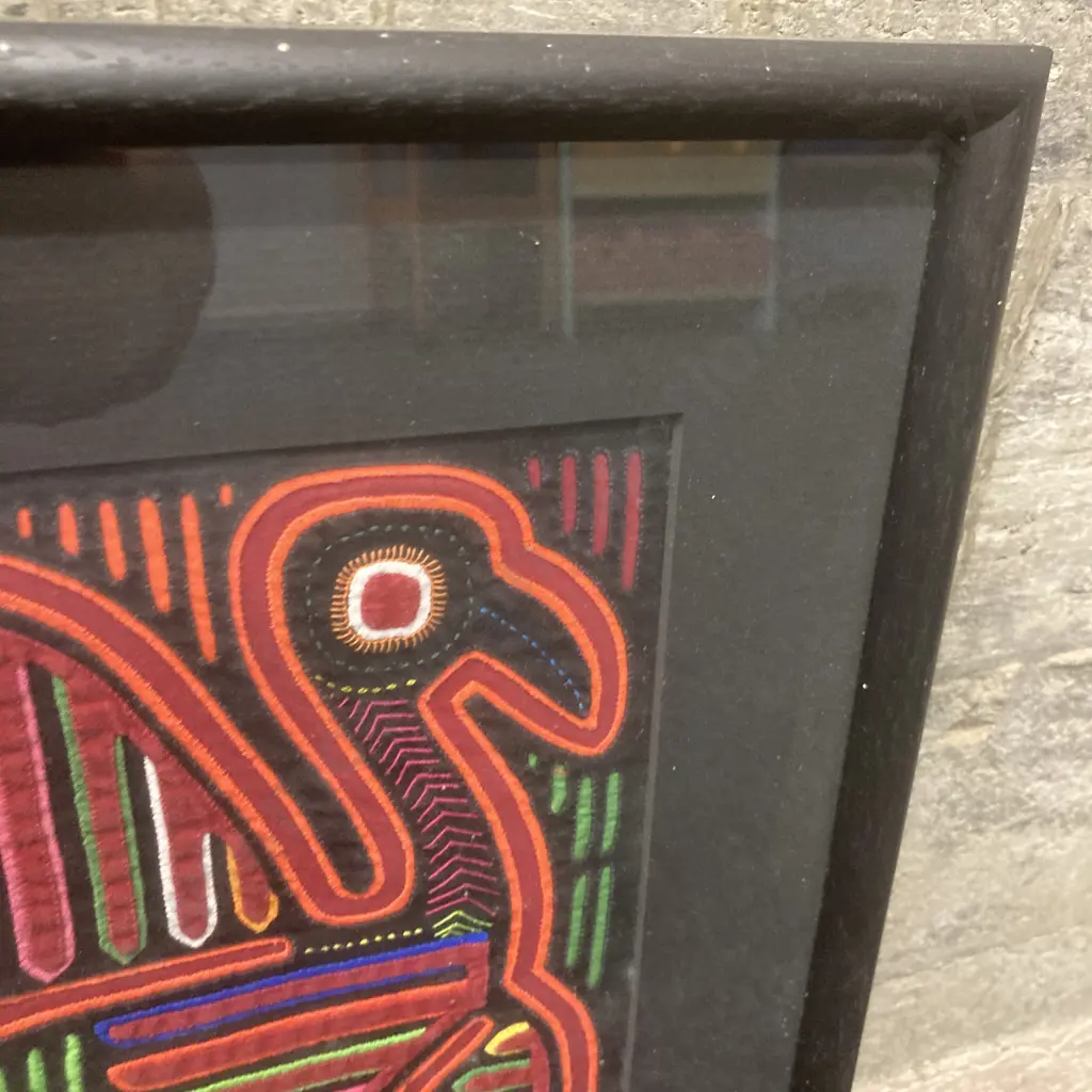 Vintage MOLA Kuna Indians From San Blas Islands, Framed With Glass, 43 x 52cm Image 1++