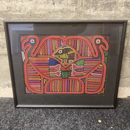 Vintage MOLA Kuna Indians From San Blas Islands, Framed With Glass, 43 x 52cm