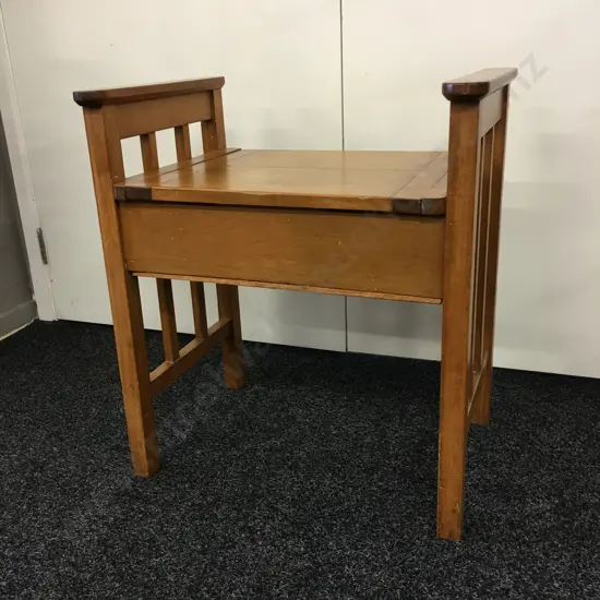 Art Deco Rimu Piano Stool With Hinged Seat & Music Storage, 64 x 57cm