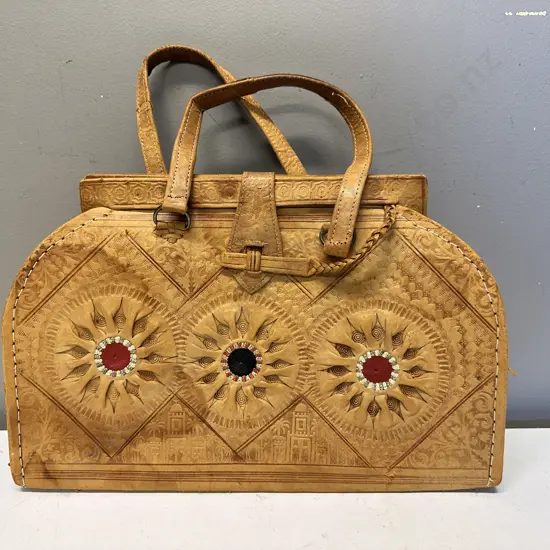 Vintage 1960s Tooled Leather Handbag (As Found Condition)